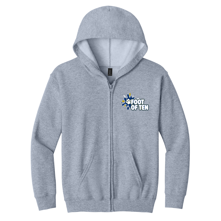 18600B-SPGREY-FOT Youth Sport Grey Heavy Blend Full-Zip Hoodie