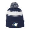 True Navy/White Stripe Pom Pom Beanie